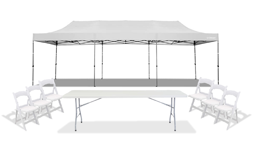 bundle, tent,chairs,table